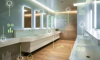 Smart Washroom with smart icon touchpoints in green