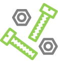 Screws icon in green and grey
