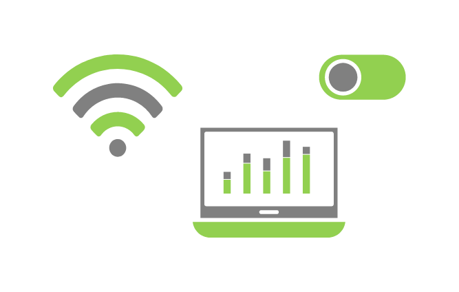 connectivity icons in green and grey