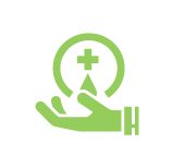 Green icon of hands with good hygiene