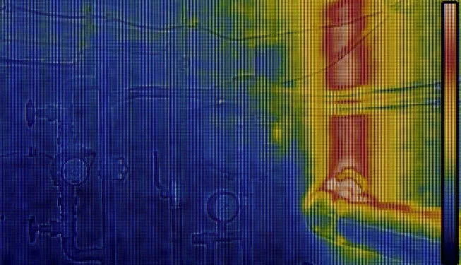 Thermal image showing water leak detection