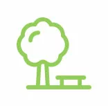 Tree and bench icon in green