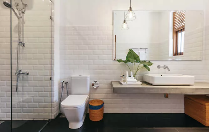 Bathroom with white tiles